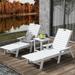 Beachcrest Home™ Shavon 48" Long Reclining Chaise & Table 3 Piece Set Plastic in White | 37.8 H x 27.6 W x 48 D in | Outdoor Furniture | Wayfair