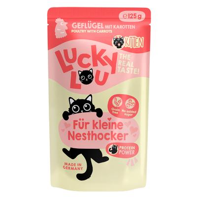 48x 125g Lucky Lou Lifestage Kitten Geflügel Katzenfutter nass