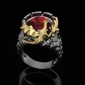 Milangirl-Bagues de mode pour hommes Mighty Personality Dragon Ring Red Zunderes on Black Punk