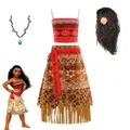 Disney-Robe de princesse Moana à pampilles pour enfants style Viana d'été Halloween carnaval