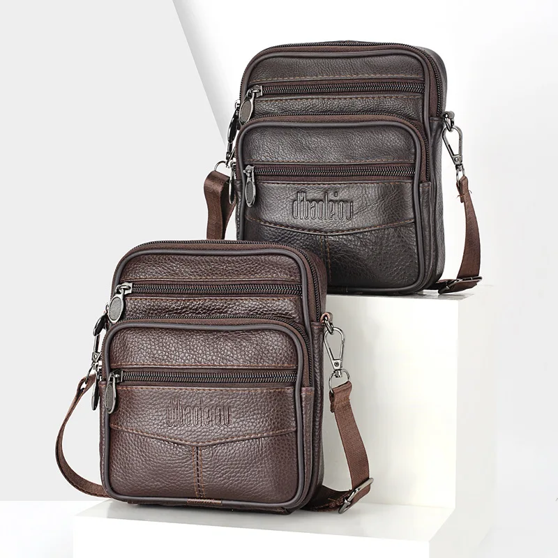 Sacs à bandoulière en cuir véritable pour hommes, fourre-tout de bonne qualité, sacoche à la mode pour hommes d'affaires, sacs en cuir, sac banane