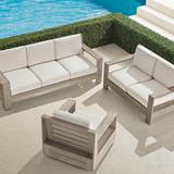 St. Kitts 3-pc. Sofa Swivel Set In Weathered Teak - Sofa with Two Swivel Lounge Chairs, Charcoal, Two Swivel Lounge Chairs in Charcoal - Frontgate