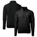 Men's Cutter & Buck Black Tulane Green Wave Big Tall Cascade Eco Sherpa Fleece Quarter-Zip Jacket