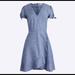 J. Crew Dresses | J.Crew Dress Chambray Blue Faux Wrap V-Neck Tie Sleeve Ruffle Front Size 0 | Color: Blue | Size: 0