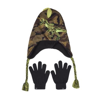 Skechers Girl's Camouflage T-rex Hat and Glove Set | Poly Blend