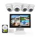 SANNCE 10"1 LCD Monitor DVR 4 Channel 2pcs 1080p Full HD Outdoor Indoor Wired Home Security Camera System