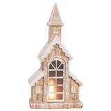 Transpac Resin 19.5 in. Multicolored Christmas Light Up Snowy Steeple - Brown, White - 9.25" x 4.25" x 19.5"