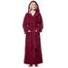 Women's 6 Tracks Stitching Full Length Hooded Turkish Cotton Bathrobe