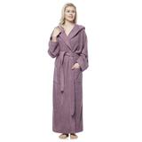 Women's 6 Tracks Stitching Full Length Hooded Turkish Cotton Bathrobe