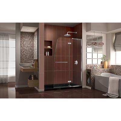 Dreamline DreamLine Aqua Ultra 36 inch D x 60 inch W x 74 3/4 inch H Frameless Hinged Shower Door in Chrome with Right Drain Black Shower Base Kit DL-6523R-88-01
