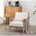 Armchair - Willbanks 27" W Polyester Armchair Wood/Polyester in White/Brown Laurel Foundry Modern Farmhouse® | 30 H x 27 W x 29 D in | Wayfair