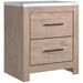 Gracie Oaks Finley 25 Inch Rustic Wood Nightstand, 2 Drawer, Marble Top, Gray, White | 24.72 H x 21.69 W x 15.59 D in | Wayfair