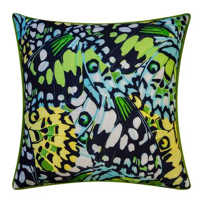 Edie @ Home Indoor/Outdoor Abstract Allover Butterfly Wings Decorative Throw Pillow 20X20, Black Mag by Edie@Home in Black Citron Multi