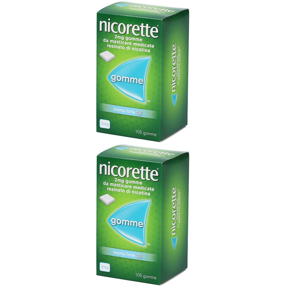 NICORETTE 2 mg gomme da masticare medicate gusto menta forte Set 2x105