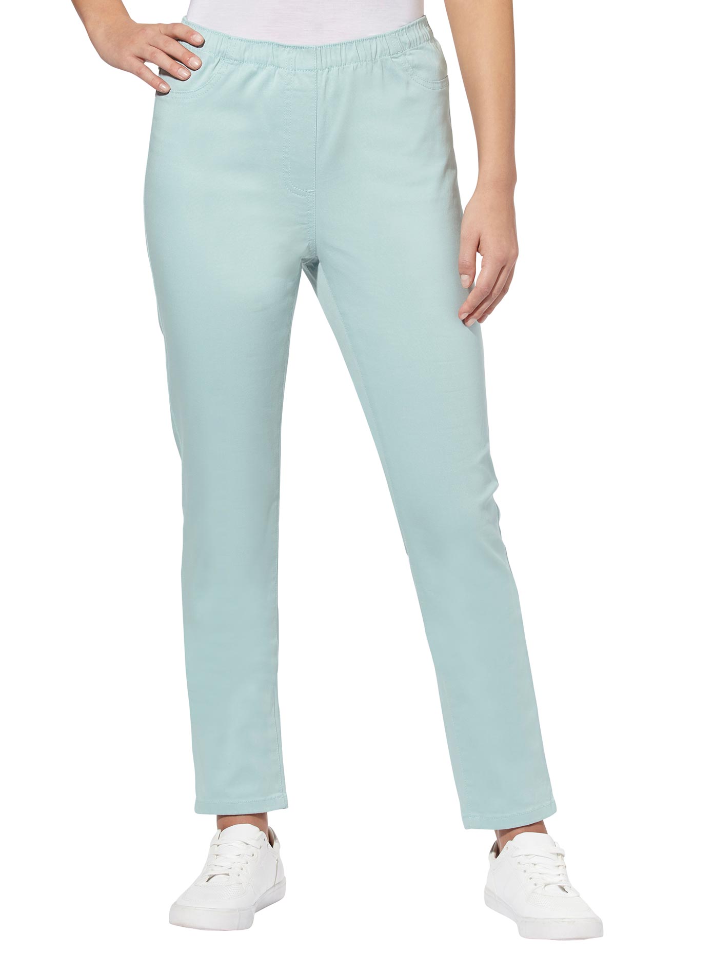 Jeansjeggings CLASSIC BASICS, Damen, Gr. 21, Kurzgrößen, grün (mint), 98% Baumwolle, 2% Elasthan, unifarben, lang, Jeans