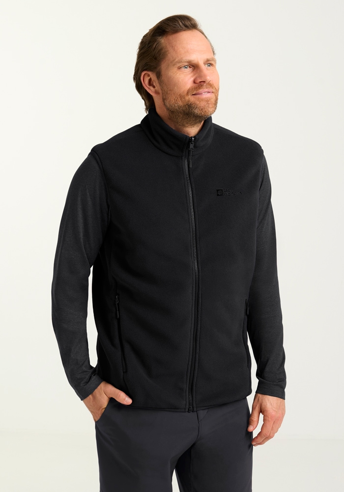 Fleeceweste JACK WOLFSKIN "WALDSTEIG FZ VEST M", Damen, Gr. S (48), schwarz, Oberstoff: 100% POLYESTER; Futter: 100% POLYESTER, Westen Fleeceweste