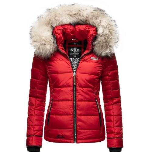 "Winterjacke MARIKOO ""Lerikaa"" Gr. XS (34), rot Damen Jacken Winterjacken Winter-Steppjacke mit abnehmbarem Kunstfell"