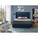 Ebern Designs Leavon Solid Wood & Platform Bed Wood & /Upholstered/Linen in Blue | 54.5 H x 67.7 W x 89.8 D in | Wayfair