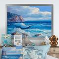 Highland Dunes Blue Ocean Waves Scenery IV - Painting on Canvas Metal in Blue/Brown/White | 30 H x 40 W x 1.5 D in | Wayfair