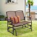 Charlton Home® Outdoor Andreyna Rocking Metal Bench w/ Cushions in Black/Indigo/Brown | 36.6 H x 41.3 W x 28.1 D in | Wayfair