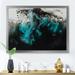 Wrought Studio™ Black & Turquoise Mixing Liquid Ink - Modern Canvas Art Print Canvas in Black/Blue/Green | 8 H x 12 W x 1 D in | Wayfair