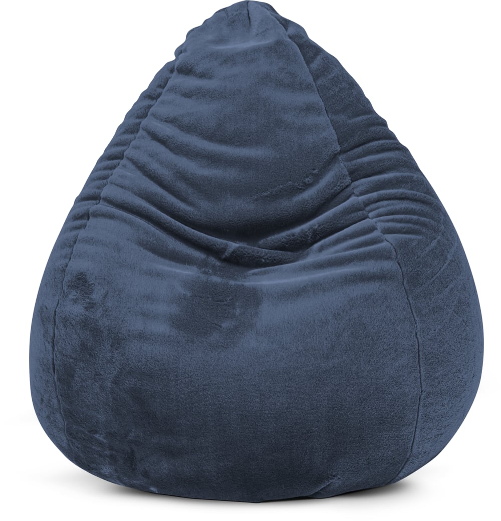Pouf poire XL d'intérieur fourrure douce bleu 70x110cm
