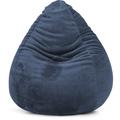 Pouf poire XL d'intérieur fourrure douce bleu 70x110cm