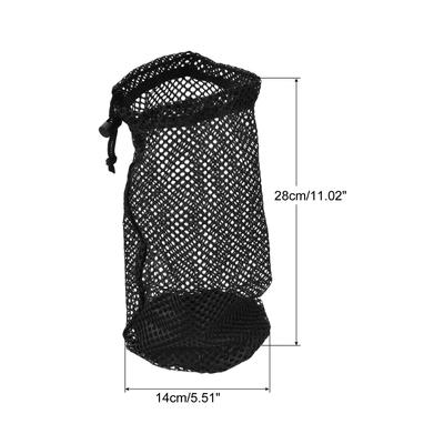 3Pcs Nylon Mesh Net Bag Drawstring Pouch for Golf Ball Storage Black