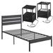 Javlergo 3-pieces Bedroom Set Queen Size Bed and 2 Nightstands with Charging Station USB Port