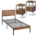 Javlergo 3-pieces Bedroom Set Queen Size Bed and 2 Nightstands with Charging Station USB Port