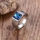 Bague en acier inoxydable pour homme anneau en zircon cubique bleu coupe bijoux à la mode de