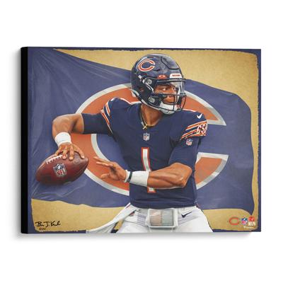 Chicago Bears Stretched 20" x 24" Canvas Giclee Print - Designed and Signed by Artist Brian Konnick Limited Edition of 25