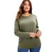 Plus Size Women's Long-Sleeve Crewneck One + Only Tee by June+Vie in Dark Olive Green (Size 30/32)