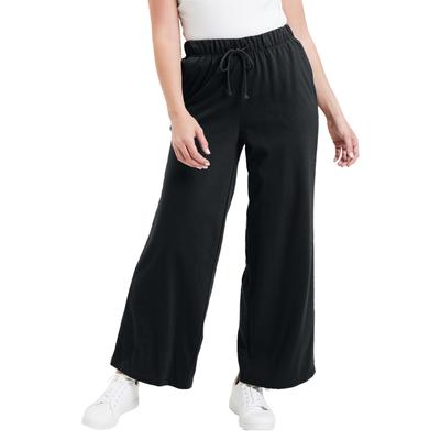 Plus Size Women's French Terry Wide-Leg Pant by June+Vie in Black (Size 18/20)