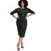 Plus Size Women's Ruched Detail Midi Dress by June+Vie in Black (Size 26/28)
