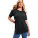 Plus Size Women's Short-Sleeve Crewneck One + Only Tee by June+Vie in Black (Size 30/32)