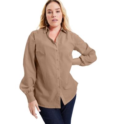 Plus Size Women's Poplin La Vie Tunic by June+Vie in Brown Sugar (Size 10/12)