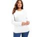Plus Size Women's Long-Sleeve Crewneck One + Only Tee by June+Vie in White (Size 18/20)