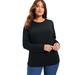 Plus Size Women's Long-Sleeve Crewneck One + Only Tee by June+Vie in Black (Size 22/24)