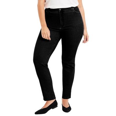 Plus Size Women's Curvie Fit Straight-Leg Jeans by June+Vie in Black (Size 28 W)