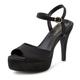 High-Heel-Sandalette LASCANA BELLE AFFAIRE Gr. 36, schwarz (schwarz, satin) Damen Schuhe High Heel-Sandalette Riemchensandale Sandalette Sandaletten