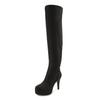 Overkneestiefel "High-Heel-Stiefellette mit Plateau", Damen, Gr. 37, schwarz, Obermaterial: 100% Textilmaterial. Futter: 100% Textilmaterial. Decksohle: 100% Lederimitat. Laufsohle: 100% Synthetik, LASCANA BELLE AFFAIRE, unifarben, sexy, Schuhe High...