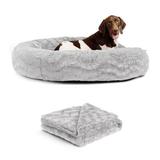 Best Friends by Sheri Bundle The Original Calming Lux Donut Cuddler Pet Bed/Throw Polyester/Synthetic Material in Gray | Wayfair 4956