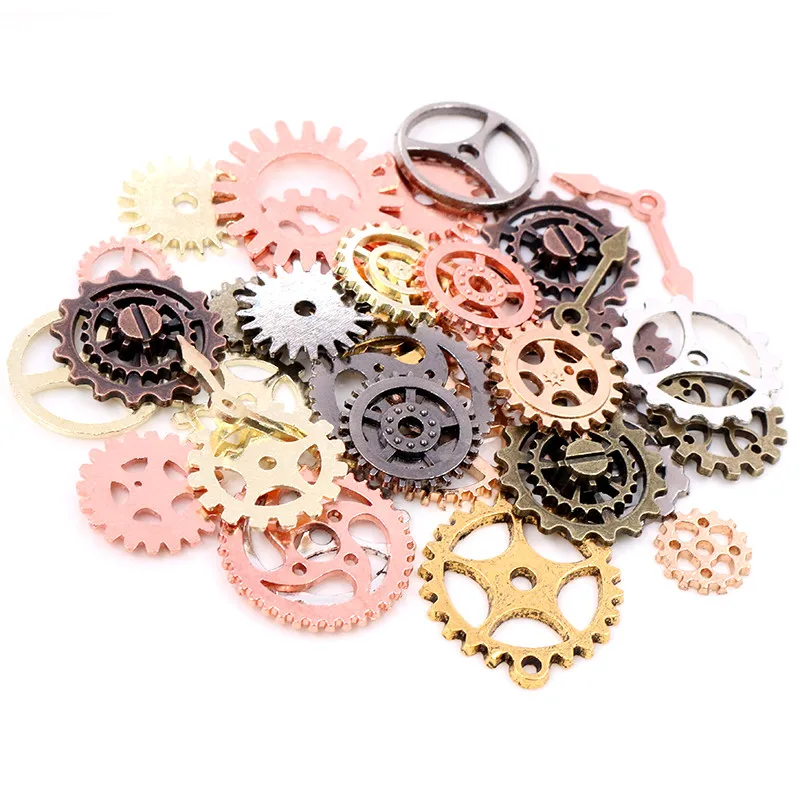 50 pièces 8 couleur mode taille mélange alliage mécanique Steampunk rouages ​​et engrenages bricolage accessoires livraison directe