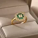 Bague carrée verte pour Femme fille en acier inoxydable pierre de naissance Couple anneau de