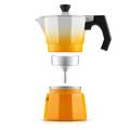 JoyJolt Italian Moka Pot 3 Cup Stovetop Aluminum Espresso Maker - Stainless Steel in Orange | 6.1 H x 6.18 W x 3.37 D in | Wayfair JA10107