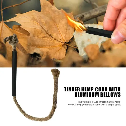 Briquet de feu pour Barbecue de Camping, corde de chanvre trempée à la cire, allume-feu, outil de survie en plein air, mèche de tordre, cordon de chanvre avec aluminium