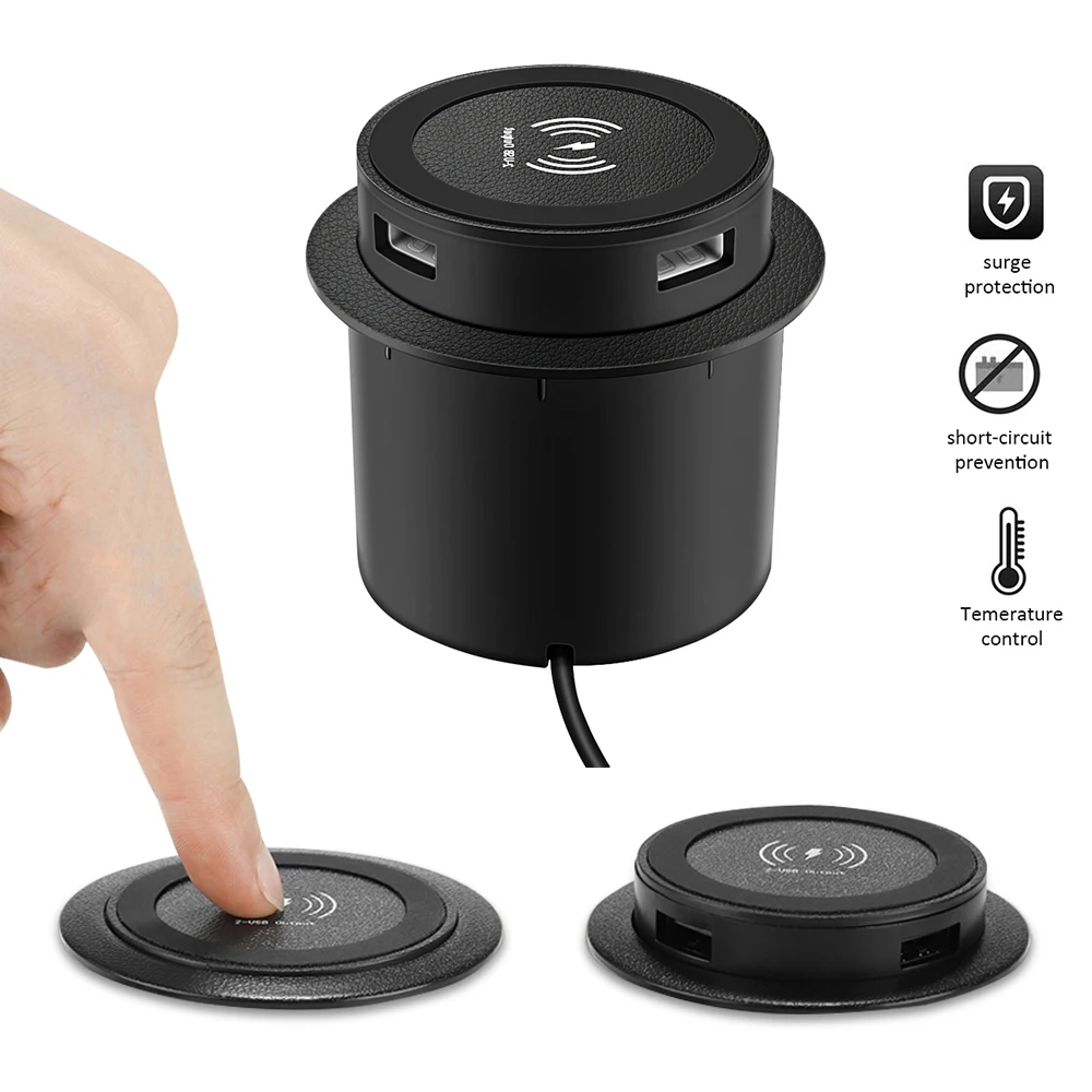 Chargeur sans fil rapide Pop-up bureau intégré chargeur sans fil rapide avec Port USB 30W universel pour Iphone Xiaomi Smartphone