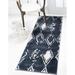 Blue/White 96 x 31 x 0.33 in Area Rug - 17 Stories Contemporary Aimeeleigh Area Rug Navy Blue-Sapphire Color | 96 H x 31 W x 0.33 D in | Wayfair