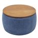 Latitude Run® Round Storage Ottoman, 2 In 1 Function, Work As End Table & Ottoman, Grey (25.5"X25.5"X14.5") in Blue/Brown | Wayfair